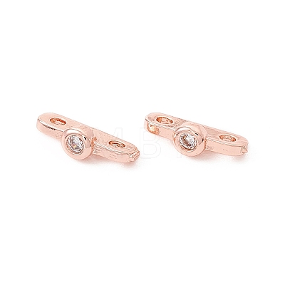 Rack Plating Brass Pave Clear Cubic Zirconia Connector Charms KK-G433-04RG-1