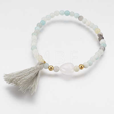 Cotton Thread Tassel Charm Bracelets BJEW-JB03544-1