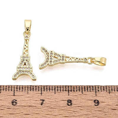 Brass Micro Pave Clear Cubic Zirconia Pendants KK-T080-74G-1