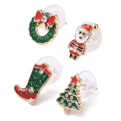 Christmas Theme Alloy Enamel Stud Earrings LS-EJEW-B068-02KCGG-03-1