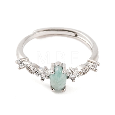 Horse Eye Natural Amazonite Adjustable Rings RJEW-Q817-02P-03-1