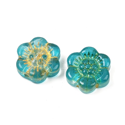 Baking Paint and Golden Metal Enlaced Glass Beads DGLA-T004-10H-1