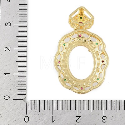 Oval Brass Micro Pave Clear Cubic Zirconia Pendant Cabochon Settings KK-U026-07G-1