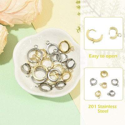 16Pcs 201 Stainless Steel Huggie Hoop Earrings Findings STAS-FS0002-26C-1