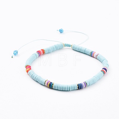 Adjustable Handmade Polymer Clay Braided Bead Bracelets BJEW-JB04640-M-1