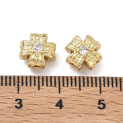 Brass Clear Cubic Zirconia Beads KK-D228-14G-1