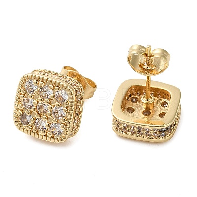 Brass Micro Pave Cubic Zirconia Stud Earring EJEW-H103-07G-1
