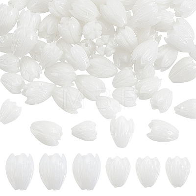 60Pcs 2 Styles Opaque Resin Beads RESI-WR0001-21-1