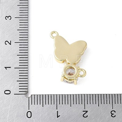 Brass Micro Pave Cubic Zirconia and Glass Connector Charms KK-F892-48G-1