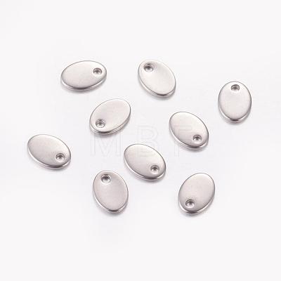 Original Color Flat Oval Stamping Blank Tag Charms 201 Stainless Steel Pendants X-STAS-Q064-1