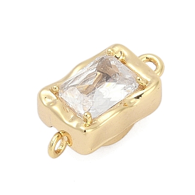 Brass Micro Pave Clear Cubic Zirconia Box Clasps KK-P291-40G-1