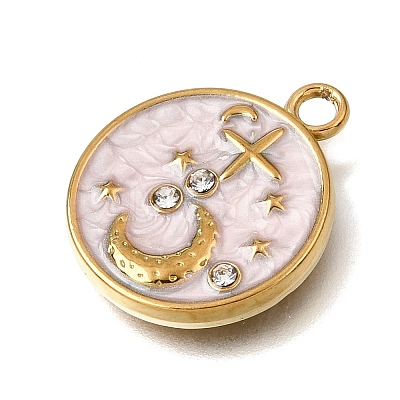 304 Stainless Steel Enamel Pendants STAS-D393-01G-1