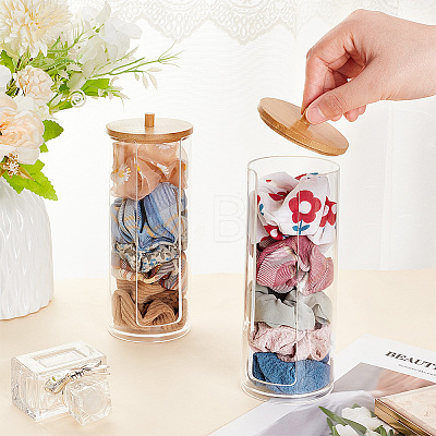 Transparent Acrylic Cotton Ball Swab Storage Canister MRMJ-WH0086-07-1