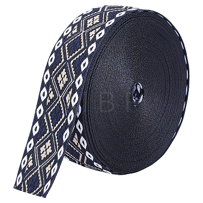 10 Yards Rhombus Vintage Jacquard Polyester Ribbon OCOR-ME0001-81A-1