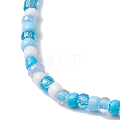 Glass with Dyed Synthetic Turquoise Beaded Stretch Bracelets BJEW-JB11031-01-1