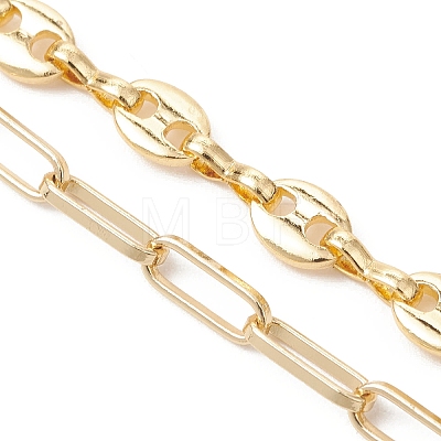Brass Coffee Bean Chain and Paperclip Chain Bracelet Making AJEW-JB01566-1