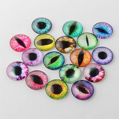 Half Round/Dome Dragon Eye Printed Glass Cabochons GGLA-A002-10mm-AB-1