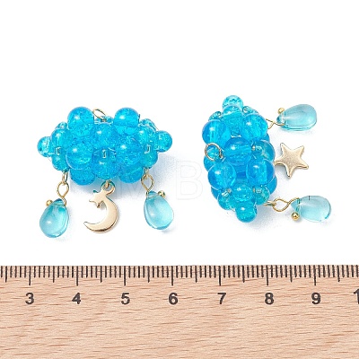 2Pcs 2 Styles Glass Bead & 304 Stainless Steel & 201 Stainless Steel Pendants PALLOY-MZ01307-02-1