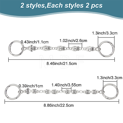 WADORN 4Pcs 2 Style Hip-hop Style Stainless Steel Skull  Link Shoe Chains FIND-WR0007-61-1
