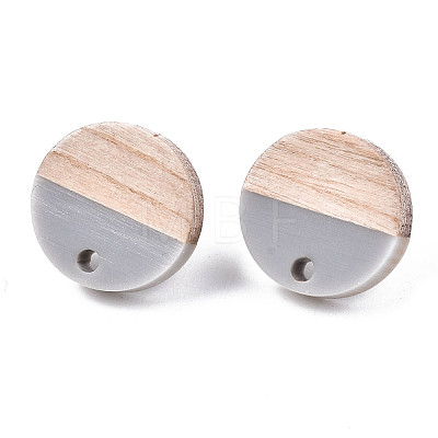 Opaque Resin & Walnut Wood Stud Earring Findings MAK-N032-008A-B04-1