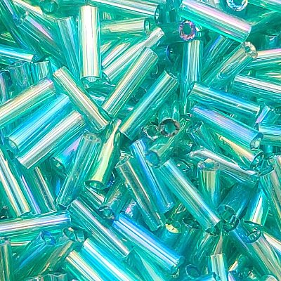 Transparent Colours Rainbow Glass Bugle Beads GLAA-WH0055-32M-1