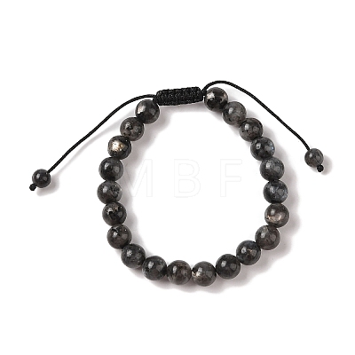 8mm Round Natural Larvikite Braided Bead Bracelets BJEW-C067-01B-07-1