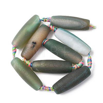 Frosted Natural Green Onyx Agate Beads Strands G-P605-M02-01-1