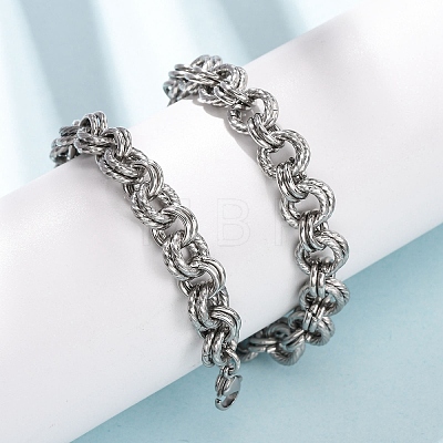 8MM 304 Stainless Steel Twisted Double Rolo Chain Necklaces for Women NJEW-G194-05P-02-1