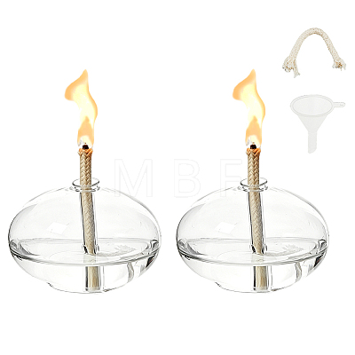 Transparent Glass Candle Holders with Candle Wick DIY-WH0308-996A-1