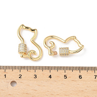 Brass Micro Pave Clear Cubic Zirconia Screw Carabiner Lock Charms LS-KK-Z118-06G-06-1