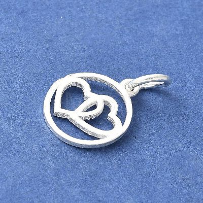 925 Sterling Silver Ring with Double Heart Charms STER-R012-05S-1