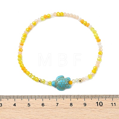 Abacus Glass & Dyed Synthetic Turquoise Beads Stretch Bracelets for Women BJEW-JB13812-02-1