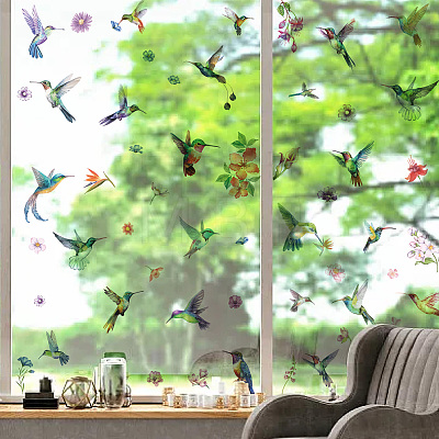 8Pcs 8 Styles Rectangle Plastic Window Stickers DIY-WH20015-001-1