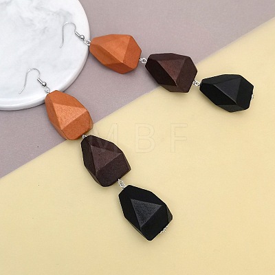Wood & Iron Dangle Earrings for Women WGF6A18-01-1