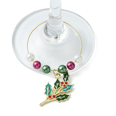 Christmas Theme Plastic Beaded 316 Surgical Stainless Steel Wine Glass Charms AJEW-JO00192-1