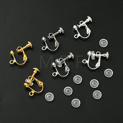 12Pcs 3 ColorS Brass Screw On Clip-on Earring Findings KK-FS0001-32-1