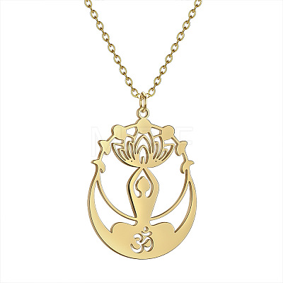 304 Stainless Steel Laser Cut Pendant Necklaces FS-WGA4904-09-1