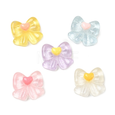 Two Tone Transparent Resin & Glitter Powder Cabochons RESI-A055-06-1