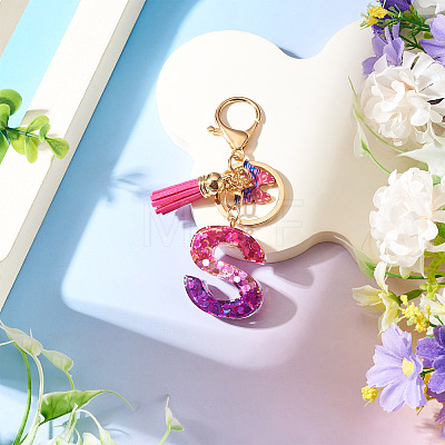 Alloy Resin Butterfly Keychains KEYC-TADJ0002-02G-S-1