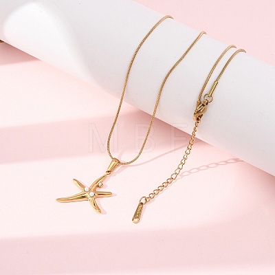 304 Stainless Steel Crystal Rhinestone Pendant Necklaces for Women NJEW-F378-01G-02-1