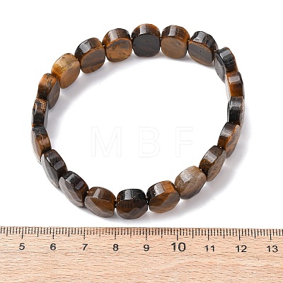 Natural Tiger Eye Faceted Beaded Stretch Bracelets for Women BJEW-K251-07A-1
