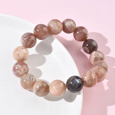 Natural Sunstone Round Beads Stretch Bracelets for Women BJEW-Z158-03A-01-1