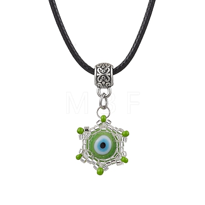 Evil Eye Handmade Lampwork & Glass Sead Beaded Pendant Necklaces NJEW-MZ00092-03-1