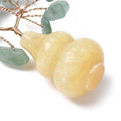 Natural Green Aventurine Chips Tree of Life Decorations with Topaz Gourd Base DJEW-P021-A02-1