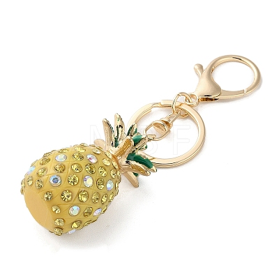 Pineapple Plastic with Rhinestone Pendant Keychain KEYC-G063-01A-1