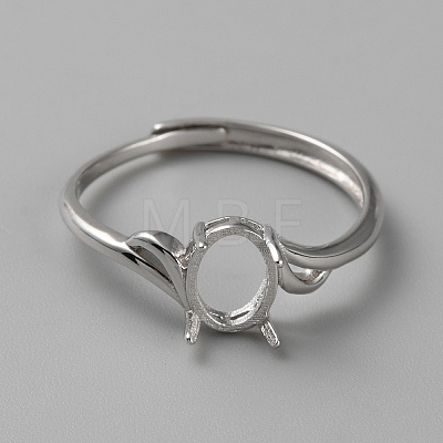 Rhodium Plated 925 Sterling Silver Adjustable Ring Findings FIND-WH0152-384-1