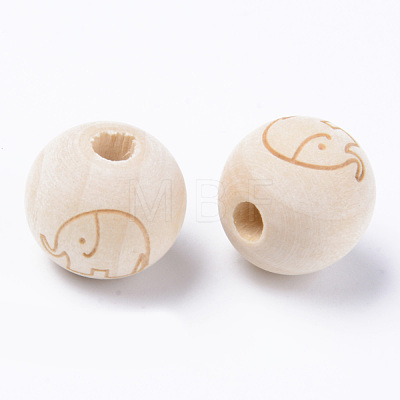 Unfinished Natural Wood European Beads WOOD-S057-003A-1