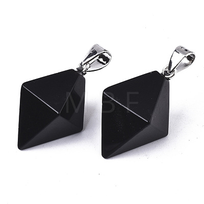 Natural Black Stone Double Terminated Pointed Pendants G-S359-093A-1