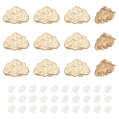 GOMAKERER 12Pcs Cloud Shape Brass Stud Earring Findings KK-GO0001-65-1