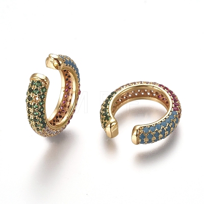 Brass Micro Pave Cubic Zirconia Cuff Earrings EJEW-L234-59-1